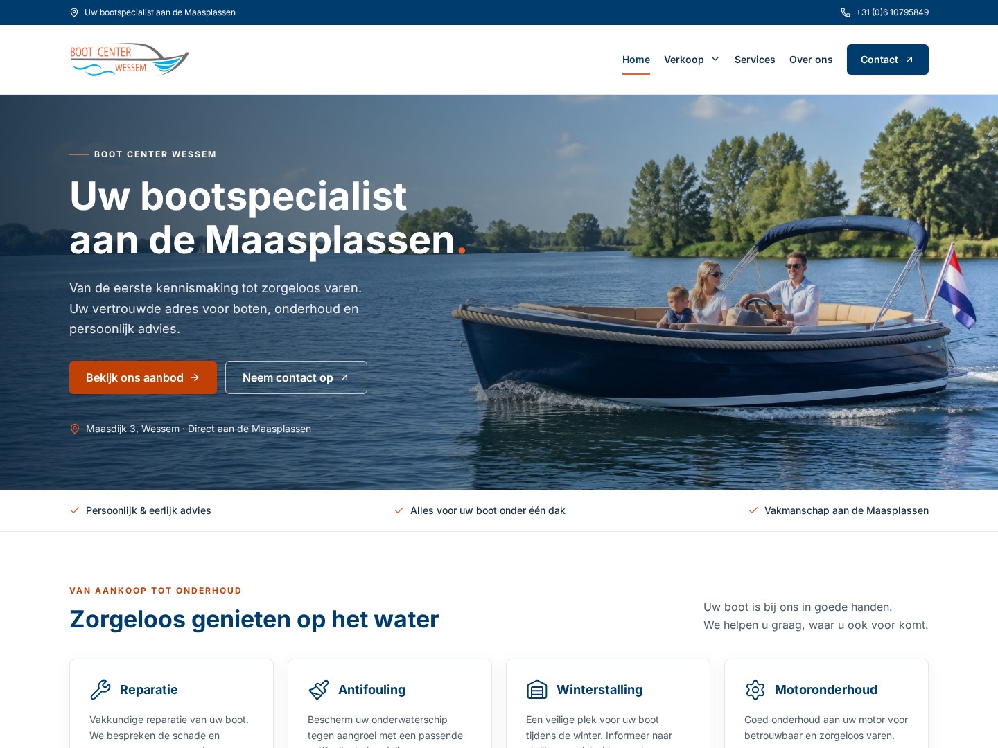 Website van Boot Center Wessem